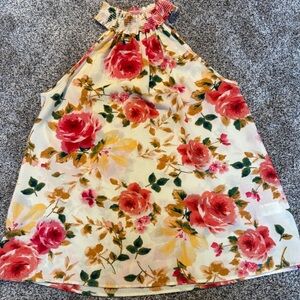 Floral Halter Top with Red and Yellow Roses